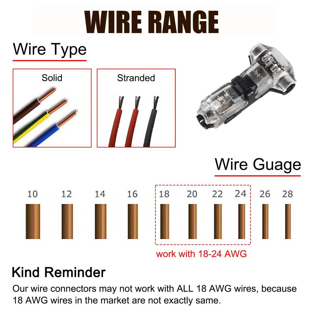 DIANN 10 Stück Niederspannungs-Drahtverbindungsstecker T-Tap Schnellverbinder ohne Löten 2-polig
