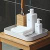 Solid Color Double Layer Japanese Kitchen Tray: Rectangular Storage Rack for Cups, Fruits, Vegetables, and Tea.