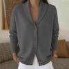 Women's Loose Lapel Knit Cardigan - Soft, Lazy Style, Plain Color, Long Sleeve for Autumn/Winter