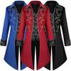 2024 New Foreign Trade European and American Medieval Men's Coat with Silver Trim Tailcoat Steampunk Retro Performance Costume