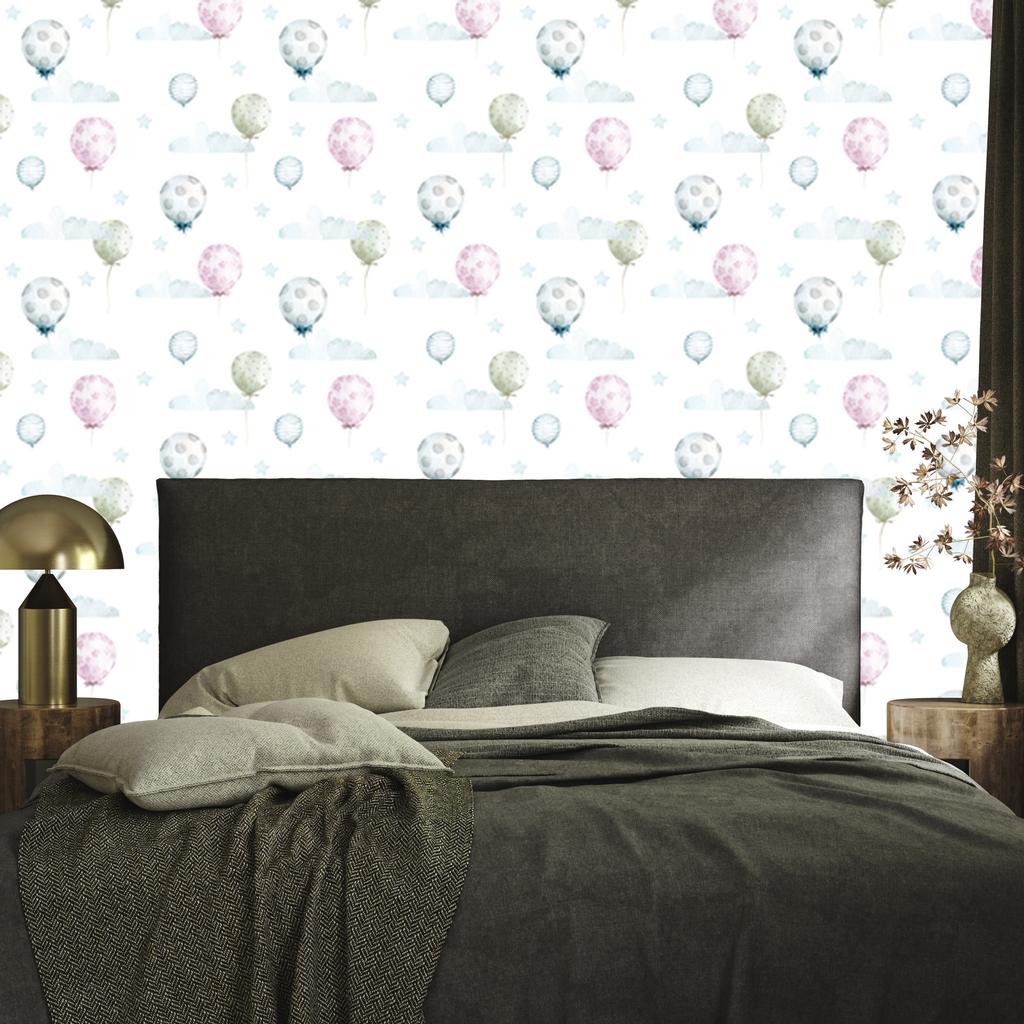Pastel Balloons in Front of Stars Wallpaper for Living Room and Bedroom 50x1000