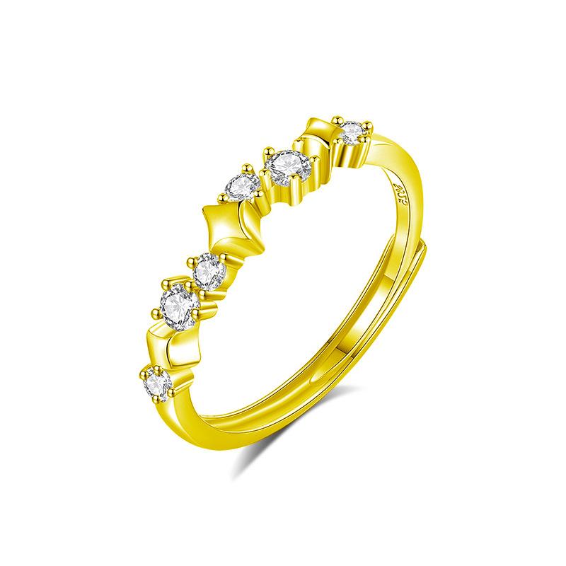 S925 Sterling Silver Bright Galaxy Moissanite Ring Women's Niche High-end Light Luxury Ring Jewelry