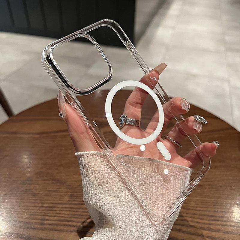 

Applicable To IPhone17 Ice Crystal Magnetic Suction Phone Case Apple 16proMax Transparent High End 15 Anti Fall Protection Case iPhone17