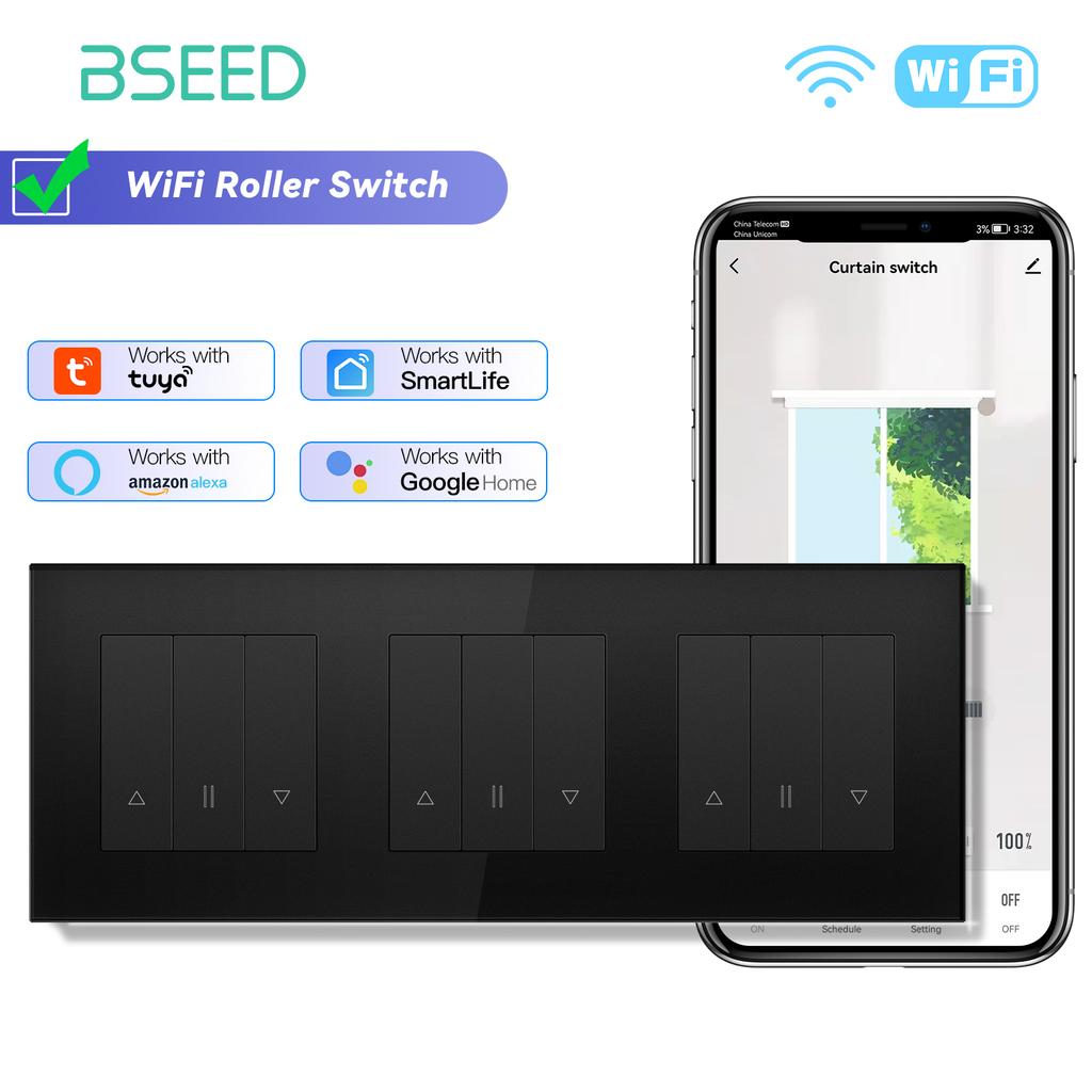 Comutatoare Smart BSEED Wifi pentru Jaluzele Luminoase Controller Jaluzele Suport Aplicație Smart Tuya Plus Prize Electrice Normale UE Panouri de Sticlă USBC