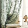 2 Pcs Ruffled Edge Gauze Curtain Retro Lace Sheer Curtain Romantic French Lace Floral Curtain  Door
