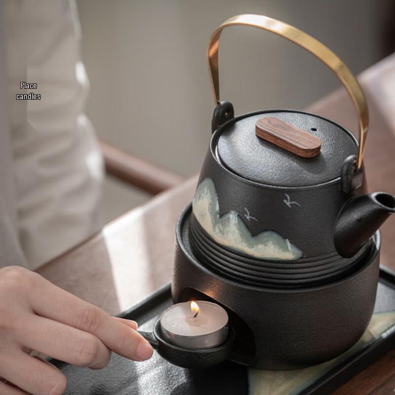 Distant Mountain Ceramic Teapot & Tea Warmer Set