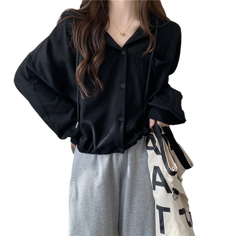 Women's 2023 Loose Hooded Cardigan - Spring/Autumn Trendy Short Hoodie