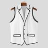 INCERUN Men Lapel Sleeveless Stitching Slim Waist Buttons Up Rib Vest Waistcoat