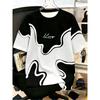 European and American men's summer spliced striped letter print soft and breathable round neck T-shirt outdoor casual top