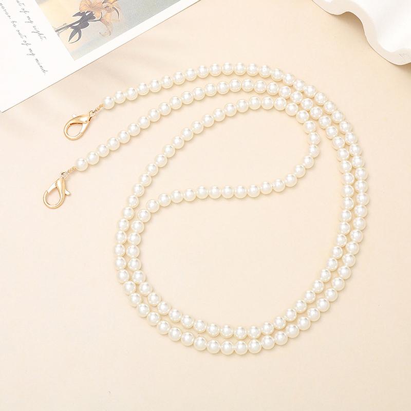 120Cm Bag Chain For Handbag Handles Butterfly Beaded Phone Lanyard Diy Purse Replacement For Shoulder Bag Straps Pearl Belt