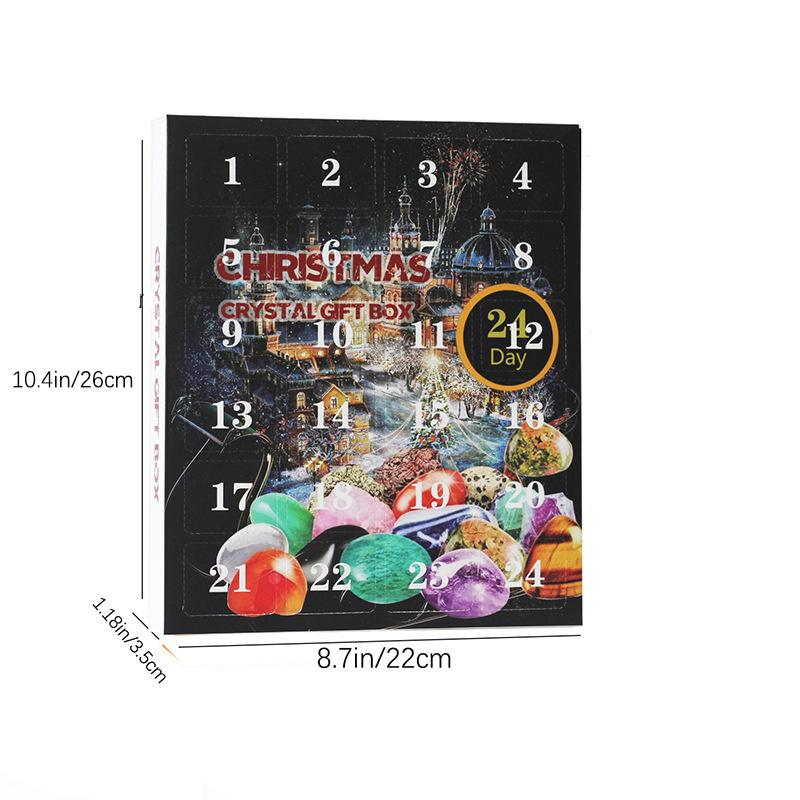 Crystal Advent Calendar 24Days Gift Natural Crystal Countdown Calendar Holiday Advent Calendar Collectible Gem Stones For Table
