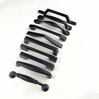Écartement des trous 96 mm Alliage de zinc Poignées de placard noires Style américain Tirettes de porte de cuisine Boutons de tiroir Poignée de meuble