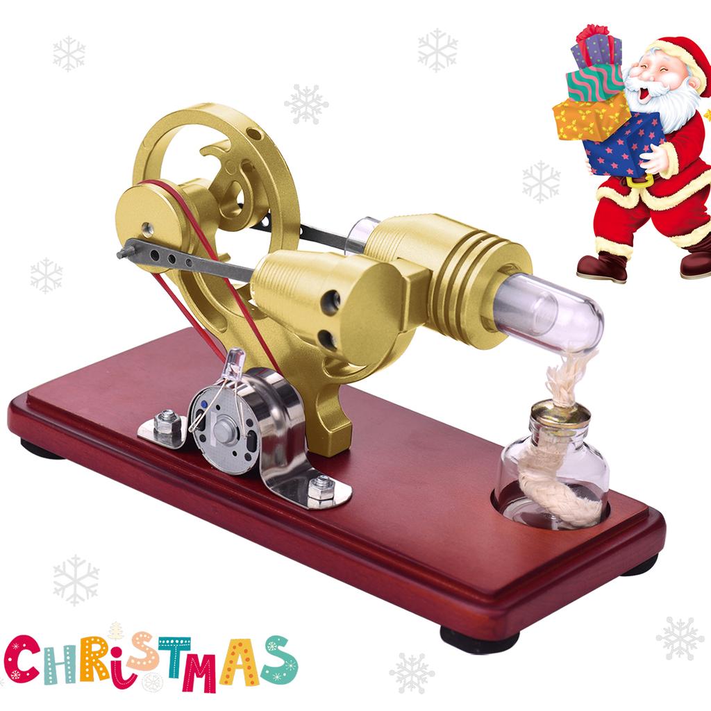 Hot Stirling Engine Motor Model Dollar Flywheel Design Educational Toy Electricity Generator with Colorful LED Light String for Tcher S