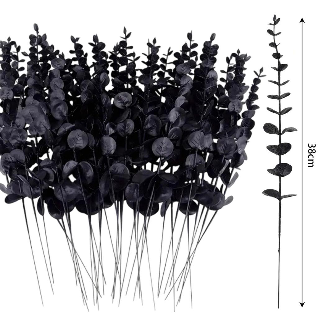 Halloween Simulation Schwarzer Eukalyptus Zweig Künstlicher Blumenstrauß Thanksgiving Plastik Eukalyptus Stiele Party Tischdekoration