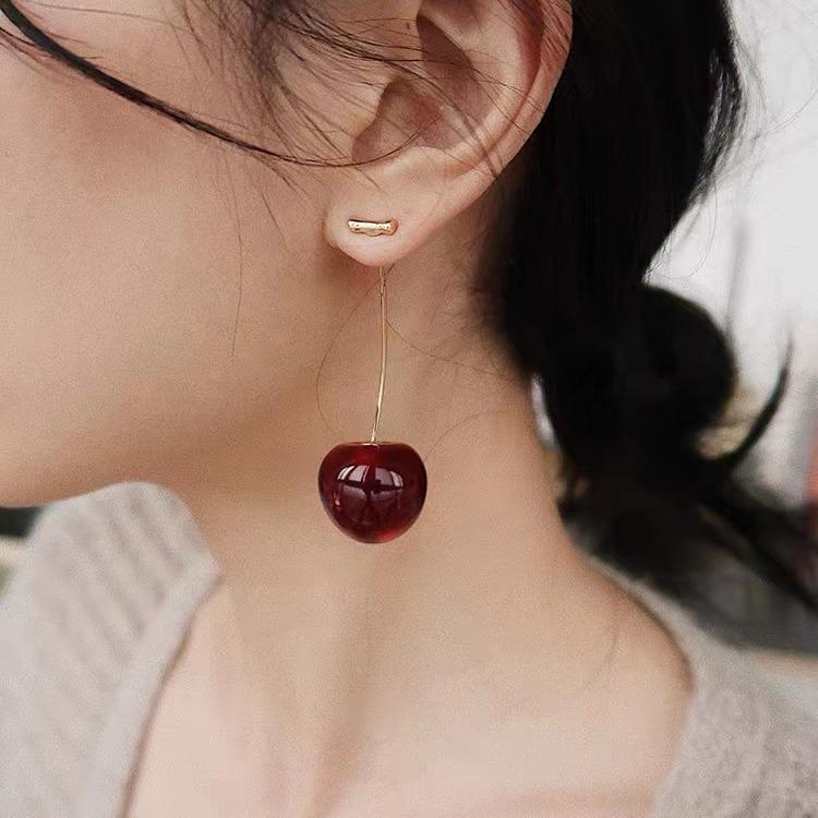 Autumn/Winter Cute Sweet Red Cherry Women's Stud Earrings