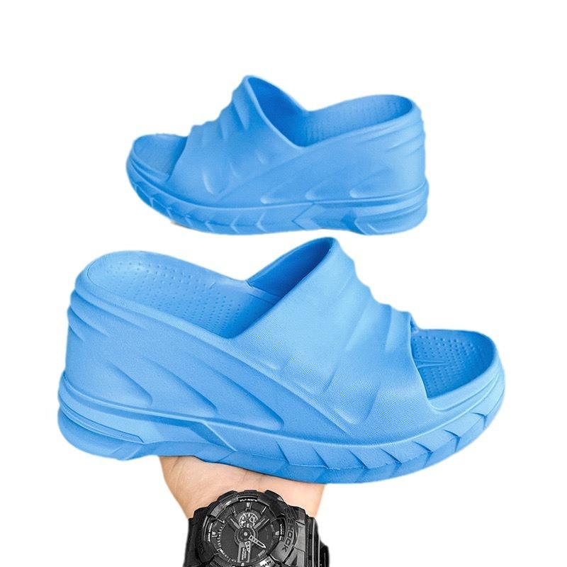 Plateau-Slipper Damen Ins Tide cm High Heels EVA Keilabsatz vielseitige Oberbekleidung Strand Ein-Zehen-Slipper