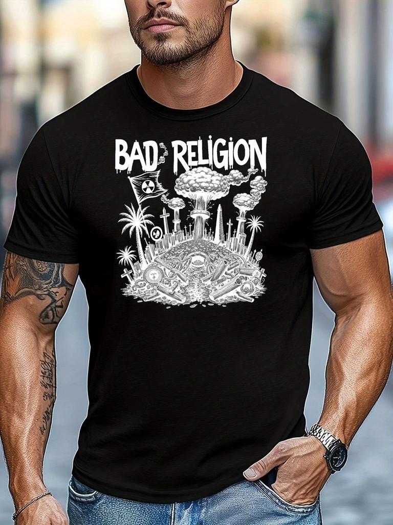 "Bad Religion" Graphic T-shirt - Black Cotton Blend