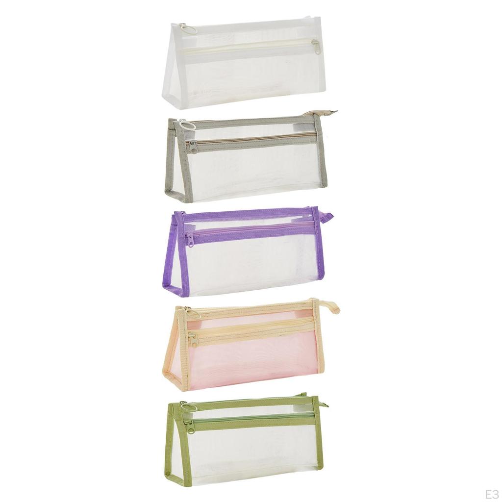 Clear Pencil Case, Pen Bag with Zipper, Transparent Stationery Organizer Holder, Exam