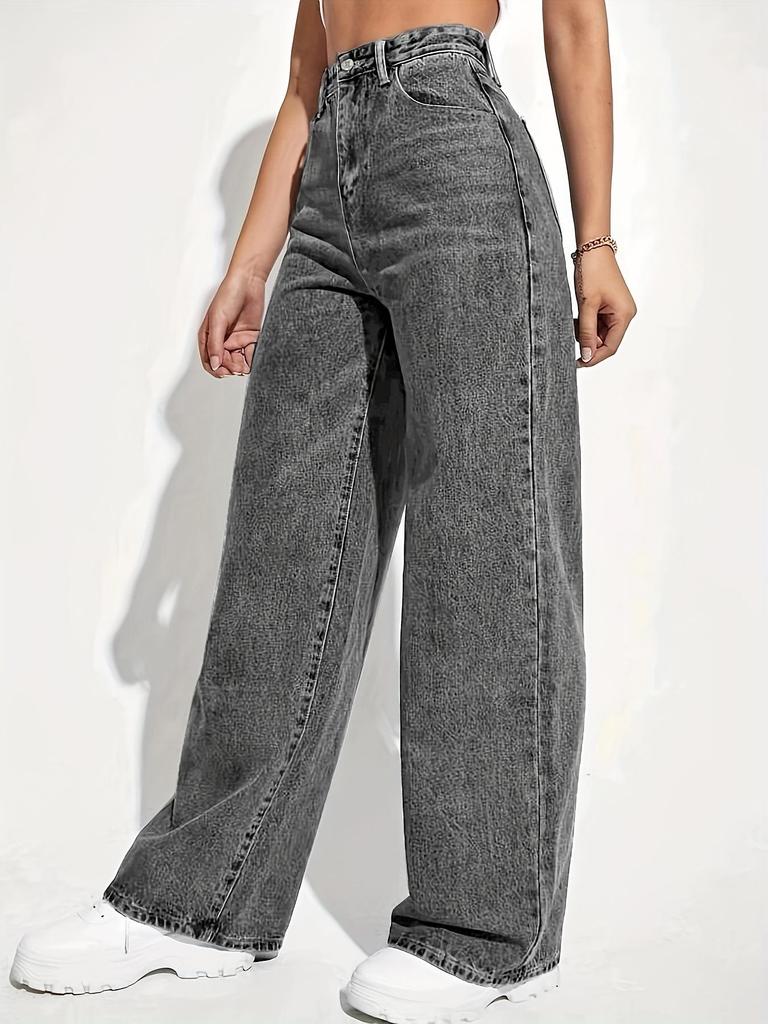 Retro gewaschene lockere gerade Jeans für Damen - Lässige, vielseitige lange Hosen