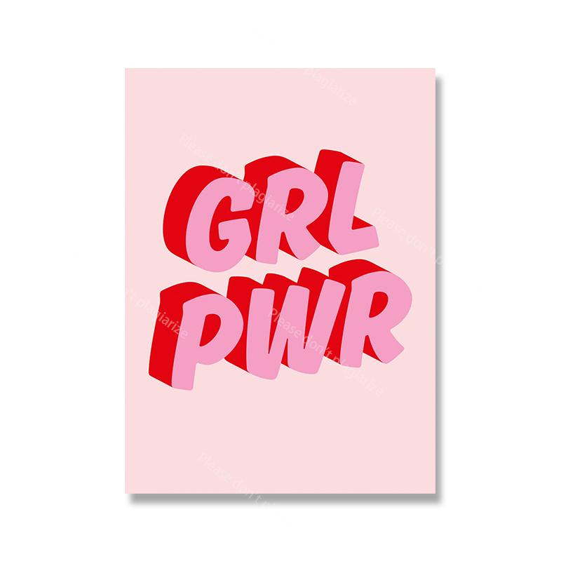 Retro Girl Power Inspirational Quote Prints Pink Wall Art Be Kind Typography Poster For Kids Nursery Living Room Decor Pictures
