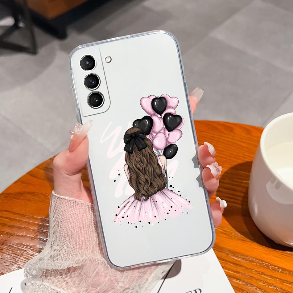For Samsung S21 FE Plus Ultra Phone Case Ink Painting Soft TPU Clear Silicone Anti Drop Back Cover For Galaxy S 21 Funda Bumper