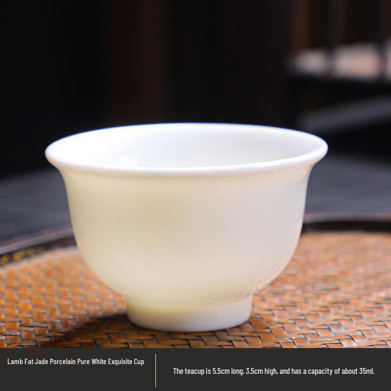 Jade Kung Fu Tea Set: Sheep Fat Dehua White Porcelain Small Tea Tasting Cups - Ideal Gift for Tea Lovers