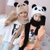 Kapuzenschal Mütze Nackenwärmer mit Tasche Fäustlinge Panda Ohren Kinder Plüsch Ohrenklappenmütze