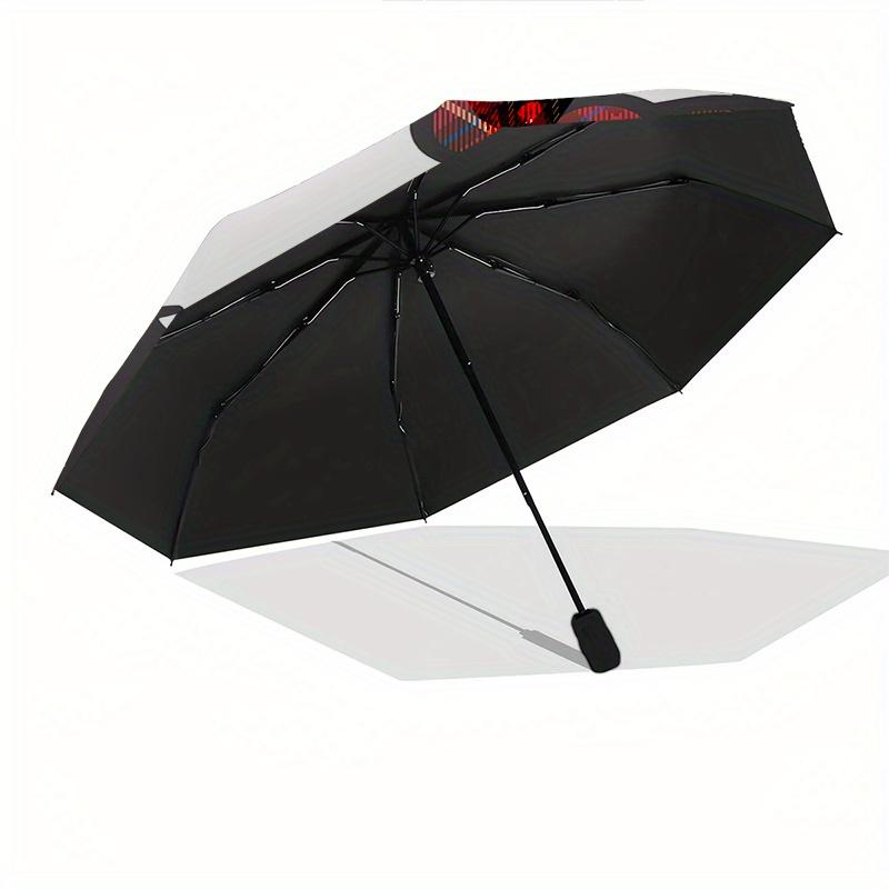 Hello Kitty,Tartan Automatic Folding Umbrella Simple 8 Rib Design, Bright Cartoon Pattern, Durable Iron Frame, Suitable For Travel, Outdoor,