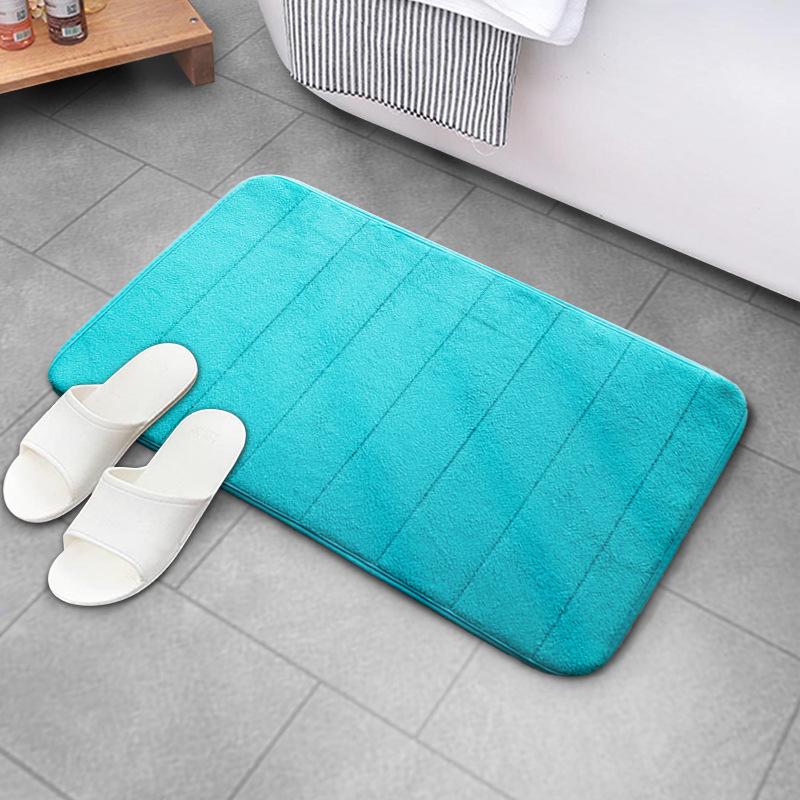 Striped Coral Fleece Water Absorbent Bathroom Floor Mat