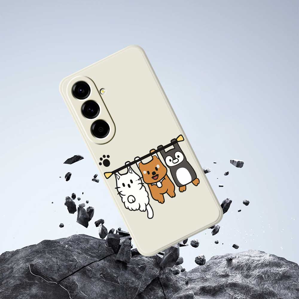For Samsung Galaxy A56 5G Case Three Animal Dolls Pattern Printing Straight Edge TPU Phone Back Cover