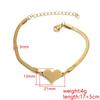 Hot Selling Stainless Steel Gold Plated Simple Heart Pendant Snake Bone Chain Bracelet Fashion Charm for Women