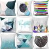 Blue Color Geometric Stripes Pattern Nordic Pillow Case Cushion Simple Model House Polyester Pillow Sofa Cushion Cover