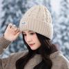 Korean-Style Versatile Loose Knit Beanie for Women - Windproof, Warm Ear Protection, Large Head Circumference, Slim-Face Design for Autumn and Winter.
