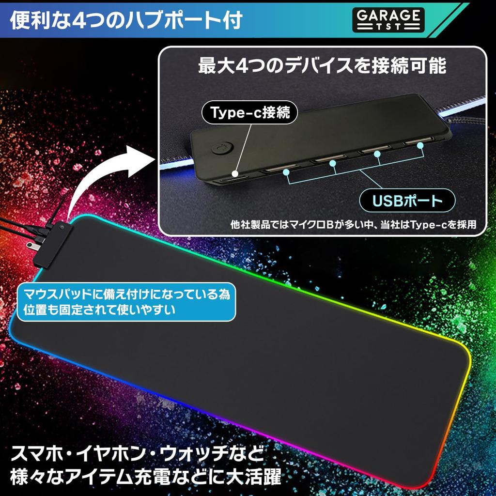 Gaming Mouse Large Desk Mat with USB Cable Garage Tst Pad, Hub, Waterproof, Included,