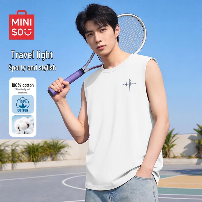 MINISO Men's Pure Cotton Sleeveless Sports Vest