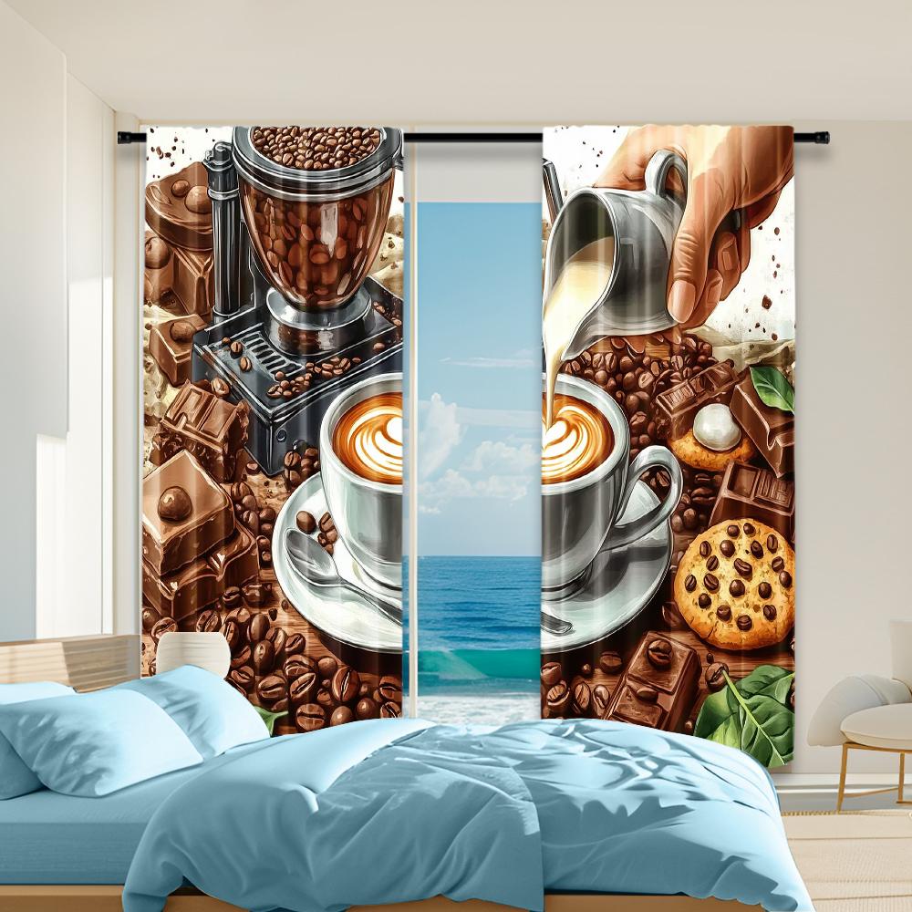 

Versatile Polyester Transparent Curtains Home Decoration Coffee Use Bedrooms Living Rooms Curtain Set Of 2 Made Washable Great Room Ready W100*H70(CM)-Hooks&2PCS