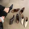 Fashion 2025 European American Baotou Half Women's Soft Leather Slope Heel High  Cool Fashion Outwear Thick  Lazy Muller Shoes Slippers