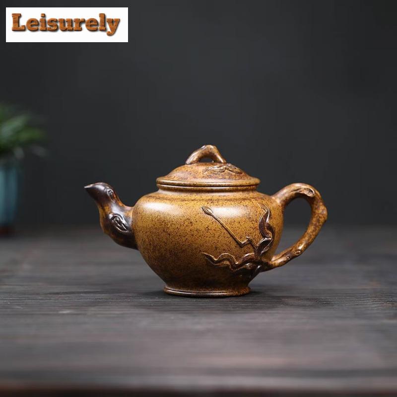 350ml Antique Yixing Purple Clay Teapots Master Handmade Peach Pot Raw Ore Wood-fired Porcelain Mud Kettle Zisha Teaset Supplies