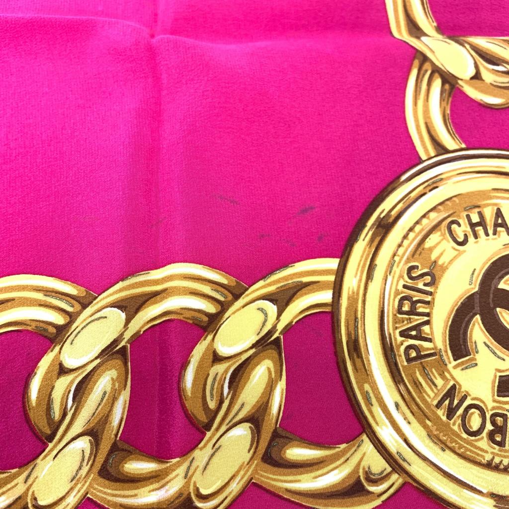 Used Chanel Coco Mark Logo Scarf Silk Pink 80cm Authentic 1195
