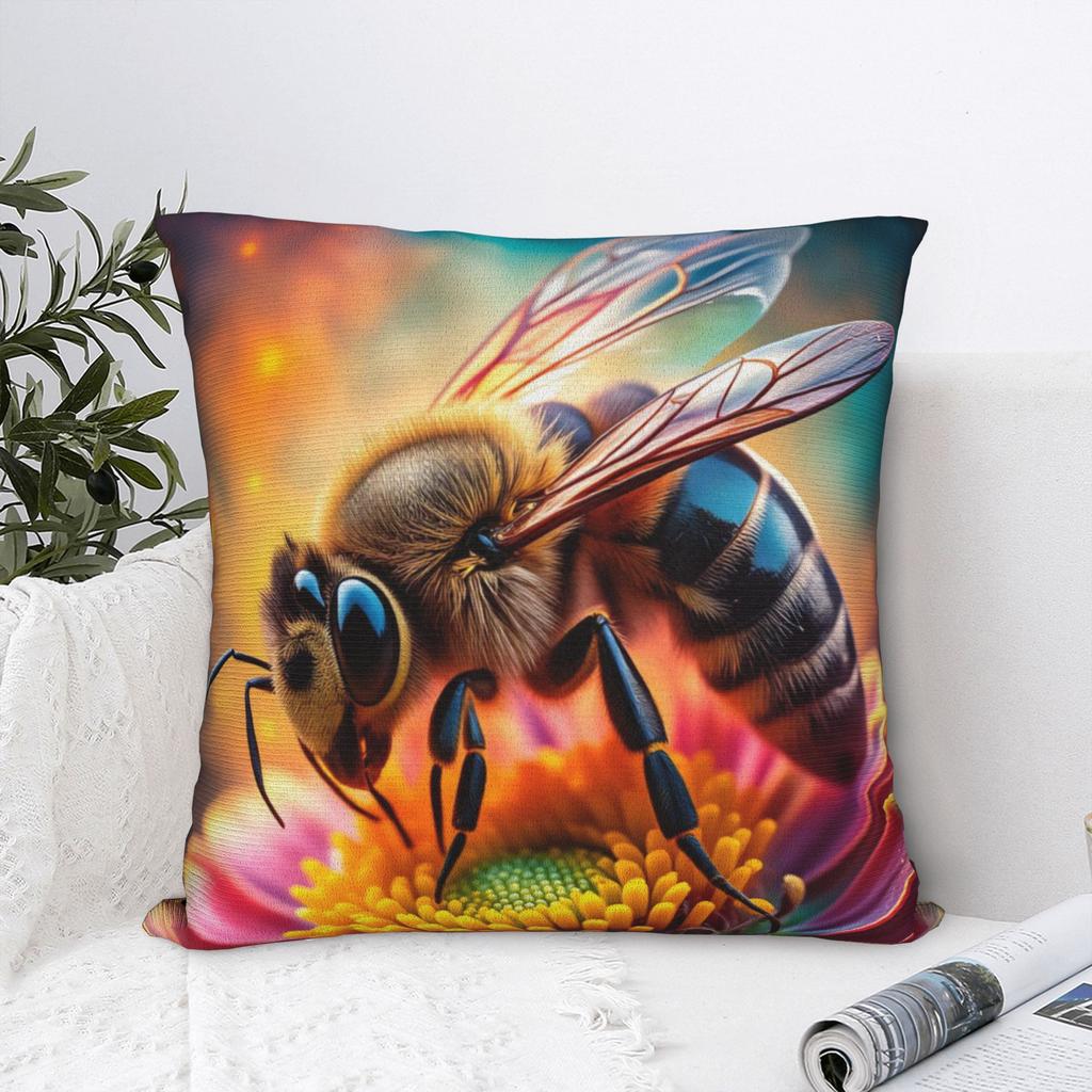 Pillow Case Bee And Flowers Comfy Pillow Cover For Sofa Couch Bed Living Room Cute Funny Pillowcases