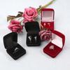 Flip Ring Box Velvet Jewelry Gift Box Wedding Ring Storage Cases for Engagement Wedding Anniversary Valentine's Day