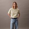 Calvin Klein Trendy Casual Layered Letter Loose Cotton Short Sleeve T-Shirt Women T-Shirts Seafoam-Green 47AB818