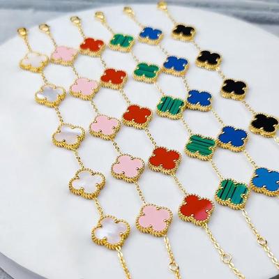 Bracciale Quadrifoglio da 15 mm, leggero, di lusso, per anziani, in acciaio al titanio, non perde il colore, rosso netto, gioiello