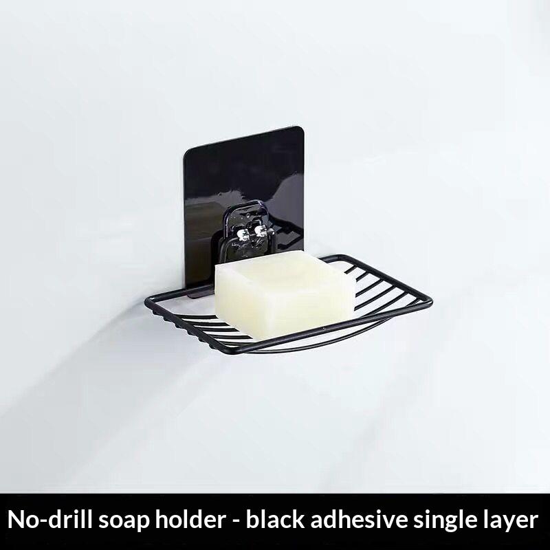 Stainless Steel Soap Dish Holder Single Layer Drain No Drilling Wall Mounted Draining Soap Rack For Bathroom Shower Storage