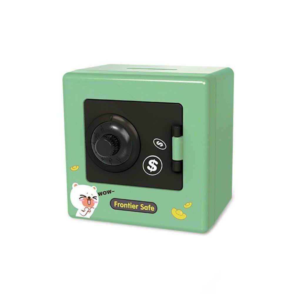 

Password Protection Mini ATM Money Box Automatic Deposit Banknote Storage Digital Coins Safe Rotating Mechanism Coin Storage зелений