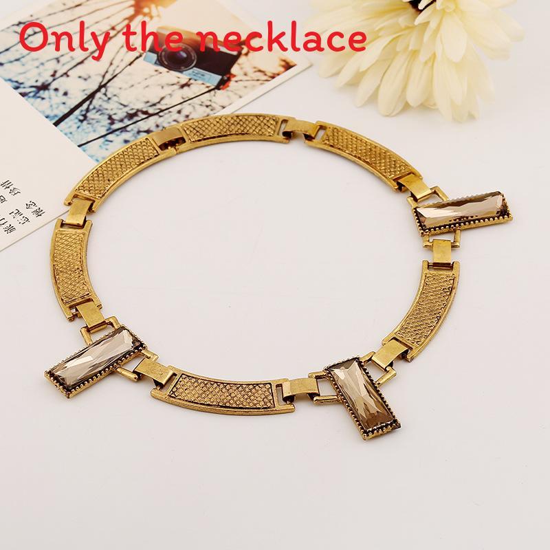 Geometrische Vintage-Legierungskette mit Strassverzierungen für Damen im Bohème-Stil