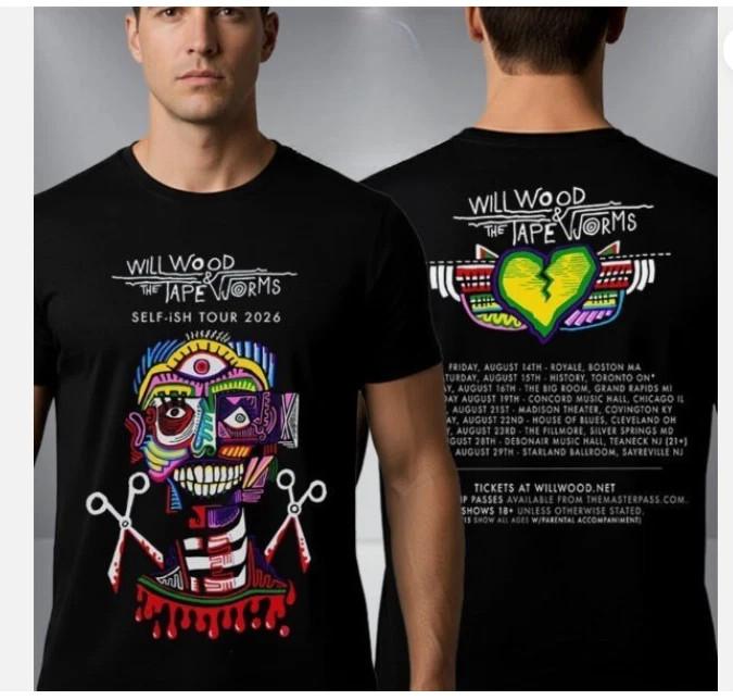 Will Wood Self-ish Tour 2026 T-Shirt Two Sided Dates Concert Tee M