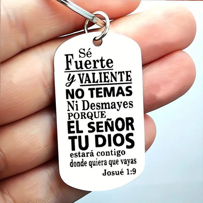 Creative Minimalist Keychain Spanish Key Pendant Metal Stainless Steel Laser Key Ring Stainless Steel Keychain for Backpack Bag Pendant