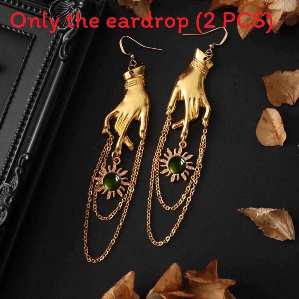 

Sun Pendant Gold Tone Alloy Earrings With Handcrafted Design For Women Summer Fashion темно-зелений колір