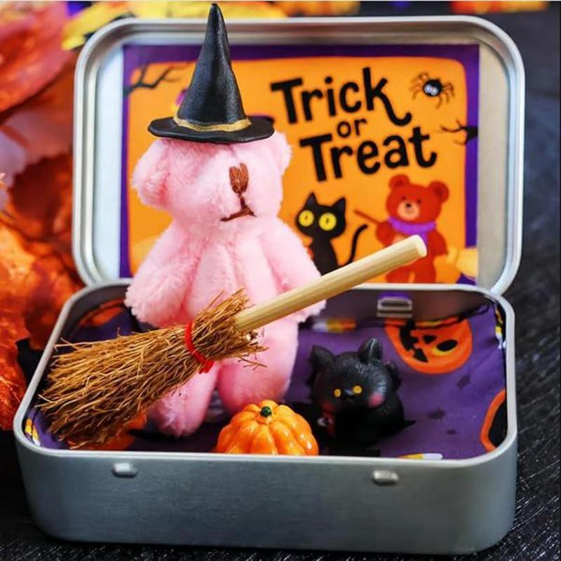 Halloween Bear In a Box for Trick or Treat,Cute Halloween Decoration for Kids, Pumpkin & Cat, Party Favor, Surprise Gift Idea (AA)